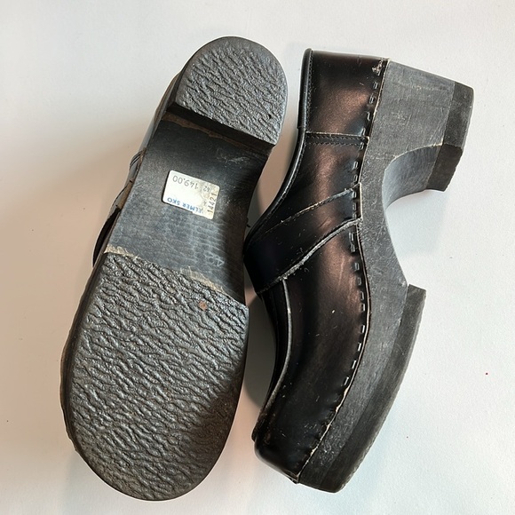 Black Leather Slip-On Clogs - Per, 42, wood and leather - Picture 3 of 9